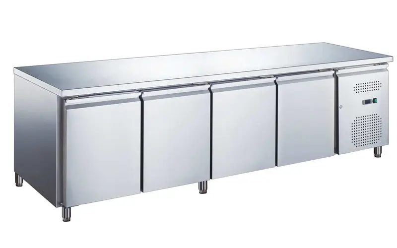 Gekoelde tafel inox positief 4 deuren