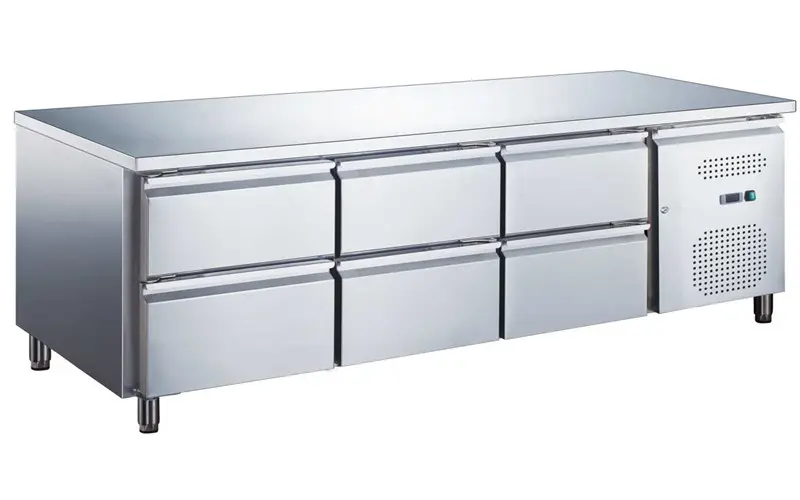 Gekoelde tafel inox positief 6 laden