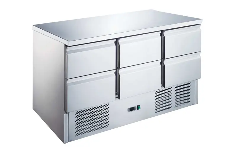 Table refrigeree inox positive 6 tiroirs – 0/+8°C – GN 1/1