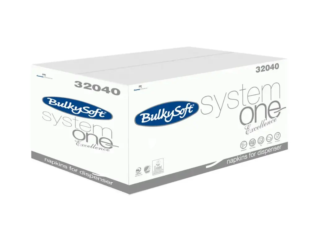 Witte servetten Bulkysoft System One Excellence 160x210 2-laags 20x200PCS