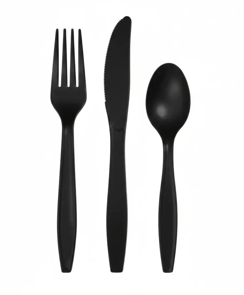 Gabel schwarz wiederverwendbar PP 20X50er Set